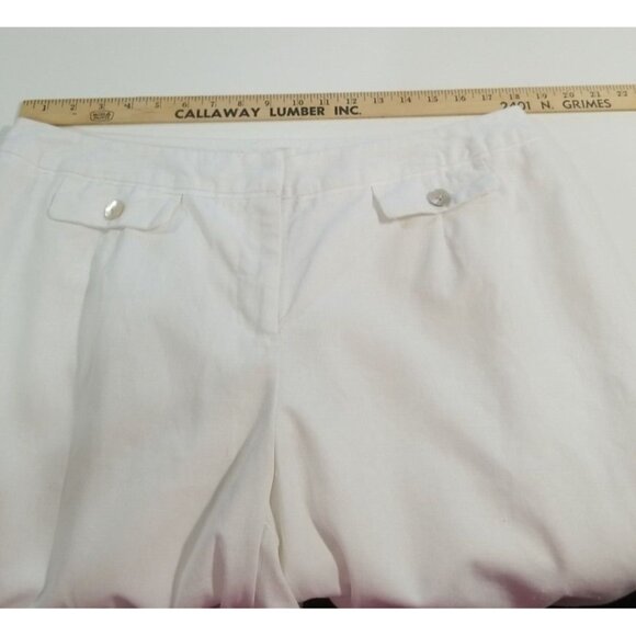 Cato Capri Pants Womens Plus 16W White Classic Linen Blend Cuffed - Picture 6 of 16